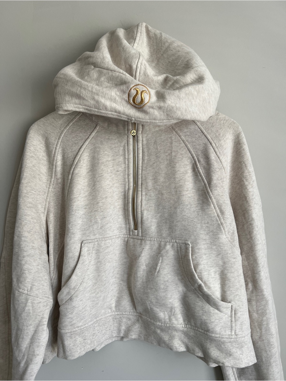 Lululemon Scuba Heather Ivory/Gray/Beige Half-Zip Hoodie Size XL/XXL